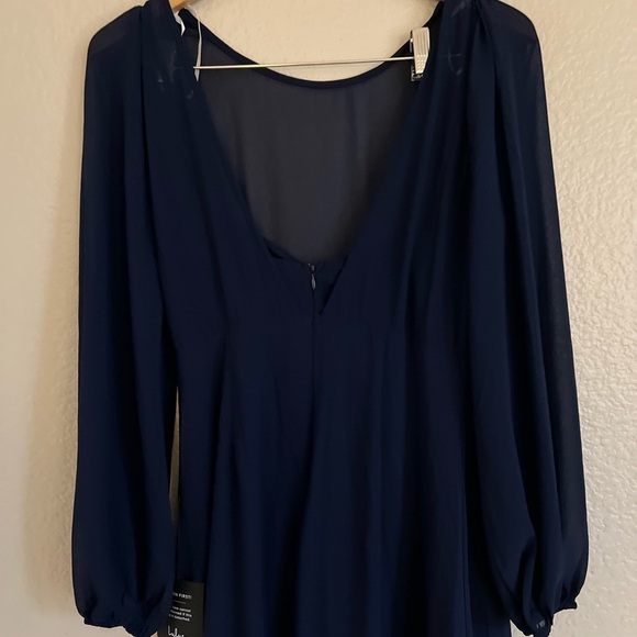 Prestigious Poise Navy Blue Backless Balloon Sleeve Maxi Dress NWT - Picture 5 of 8